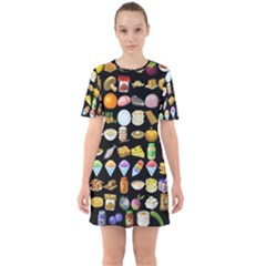 Glitch Glitchen Food Pattern Two Sixties Short Sleeve Mini Dress by WetdryvacsLair