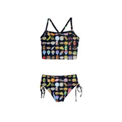 Glitch Glitchen Food Pattern Two Girls  Tankini Swimsuit by WetdryvacsLair