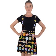 Glitch Glitchen Food Pattern Two Velvet Suspender Skater Skirt by WetdryvacsLair