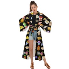 Glitch Glitchen Food Pattern Two Maxi Kimono by WetdryvacsLair