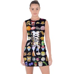 Glitch Glitchen Food Pattern Two Lace Up Front Bodycon Dress by WetdryvacsLair
