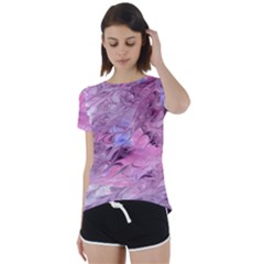 Flowing Marbling Patterns Short Sleeve Foldover Tee by kaleidomarblingart