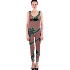 Tropical Style Floral Motif Print Pattern One Piece Catsuit by dflcprintsclothing
