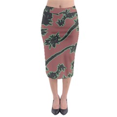 Tropical Style Floral Motif Print Pattern Midi Pencil Skirt by dflcprintsclothing