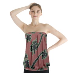Tropical Style Floral Motif Print Pattern Strapless Top by dflcprintsclothing