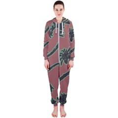 Tropical Style Floral Motif Print Pattern Hooded Jumpsuit (ladies)  by dflcprintsclothing