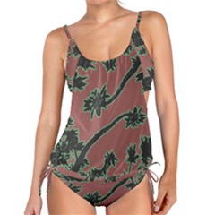 Tropical Style Floral Motif Print Pattern Tankini Set by dflcprintsclothing