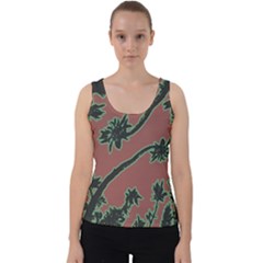 Tropical Style Floral Motif Print Pattern Velvet Tank Top by dflcprintsclothing