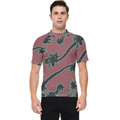 Tropical Style Floral Motif Print Pattern Men s Short Sleeve Rash Guard