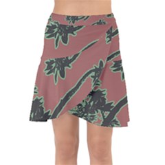 Tropical Style Floral Motif Print Pattern Wrap Front Skirt