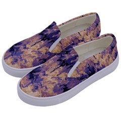 Yellow And Purple Abstract Kids  Canvas Slip Ons by Dazzleway