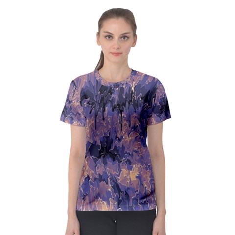 Purple And Yellow Abstract Women s Sport Mesh Tee by Dazzleway