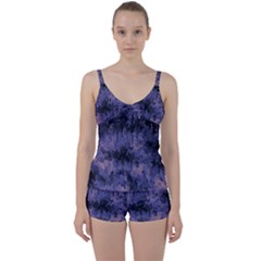 Purple And Yellow Abstract Tie Front Two Piece Tankini by Dazzleway