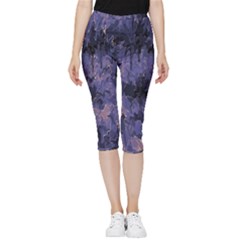 Purple And Yellow Abstract Inside Out Lightweight Velour Capri Leggings  by Dazzleway