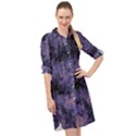 Purple and yellow abstract Long Sleeve Mini Shirt Dress View1