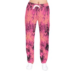 Pink Abstract Women Velvet Drawstring Pants by Dazzleway