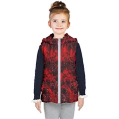 Red Abstract Kids  Hooded Puffer Vest