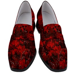 Red Abstract Women s Chunky Heel Loafers by Dazzleway