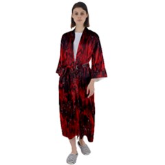 Red Abstract Maxi Satin Kimono by Dazzleway