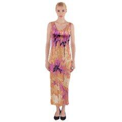 Yellow And Pink Abstract Fitted Maxi Dress by Dazzleway