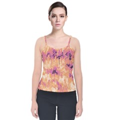 Yellow And Pink Abstract Velvet Spaghetti Strap Top by Dazzleway