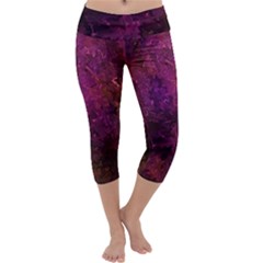 Red Melty Abstract Capri Yoga Leggings by Dazzleway