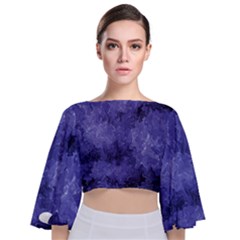 Lilac Abstract Tie Back Butterfly Sleeve Chiffon Top by Dazzleway