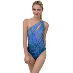 Lilac And Green Abstract To One Side Swimsuit