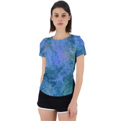 Lilac And Green Abstract Back Cut Out Sport Tee