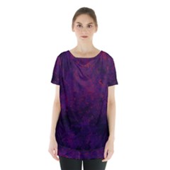 Red And Purple Abstract Skirt Hem Sports Top by Dazzleway