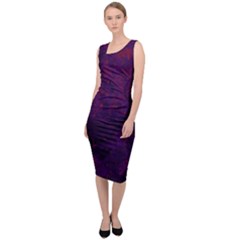 Red And Purple Abstract Sleeveless Pencil Dress by Dazzleway