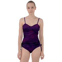 Red And Purple Abstract Sweetheart Tankini Set
