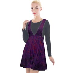 Red And Purple Abstract Plunge Pinafore Velour Dress by Dazzleway