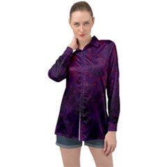 Red And Purple Abstract Long Sleeve Satin Shirt