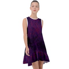 Red And Purple Abstract Frill Swing Dress by Dazzleway