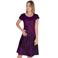 Red And Purple Abstract Classic Short Sleeve Dress