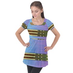 Glitched Vaporwave Hack The Planet Puff Sleeve Tunic Top by WetdryvacsLair