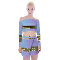 Glitched Vaporwave Hack The Planet Off Shoulder Top With Mini Skirt Set by WetdryvacsLair