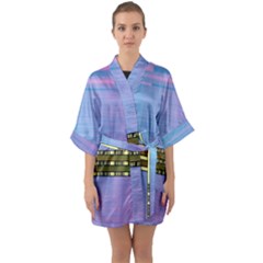 Glitched Vaporwave Hack The Planet Half Sleeve Satin Kimono  by WetdryvacsLair