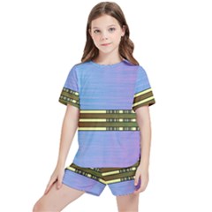 Glitched Vaporwave Hack The Planet Kids  Tee And Sports Shorts Set by WetdryvacsLair