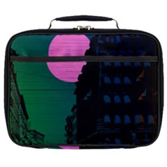 Vaporwave Old Moon Over Nyc Full Print Lunch Bag