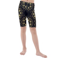 Black and gold pattern Kids  Mid Length Swim Shorts