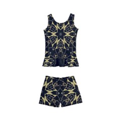 Black and gold pattern Kids  Boyleg Swimsuit