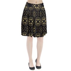 Black and gold pattern Pleated Skirt