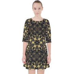 Black and gold pattern Pocket Dress