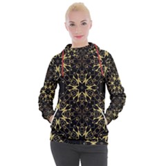 Black and gold pattern Women s Hooded Pullover