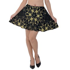 Black and gold pattern Velvet Skater Skirt