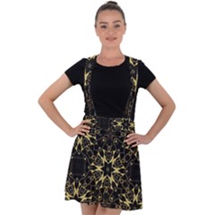 Black and gold pattern Velvet Suspender Skater Skirt