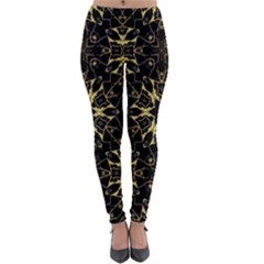 Black and gold pattern Lightweight Velour Leggings