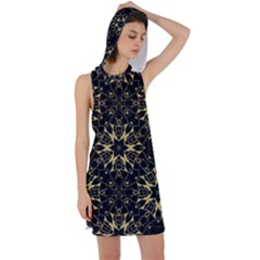 Black and gold pattern Racer Back Hoodie Dress